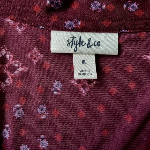 Style & Co Long Maroon Tunic Top - Picture 9 of 9